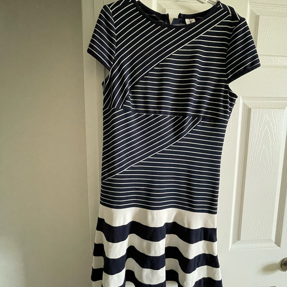 Julia Jordan Navy and White Striped Midi Dress